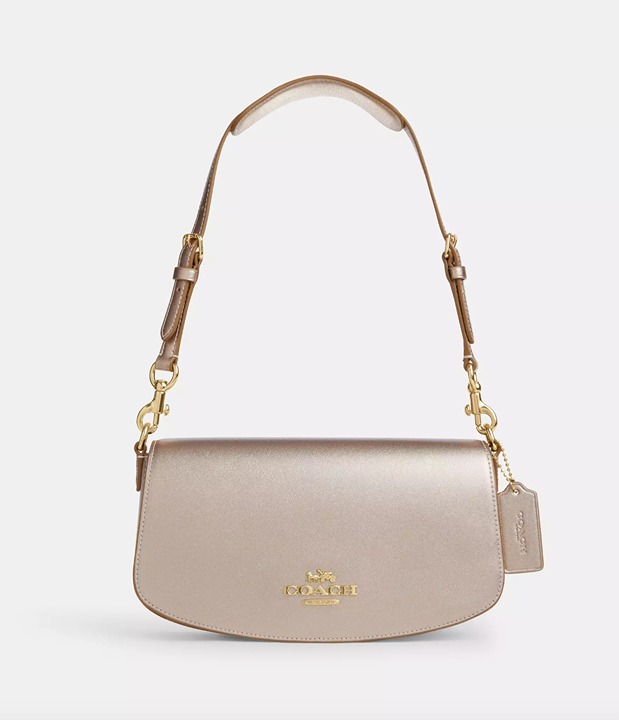 NWT COACH Andrea Shoulder Bag-Pearlized smooth leather-Gold/Light Champagne 378