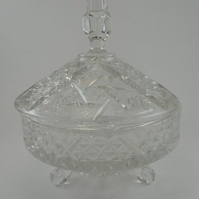 Vintage Hand Glass/Crystal Footed Candy Dish with lid