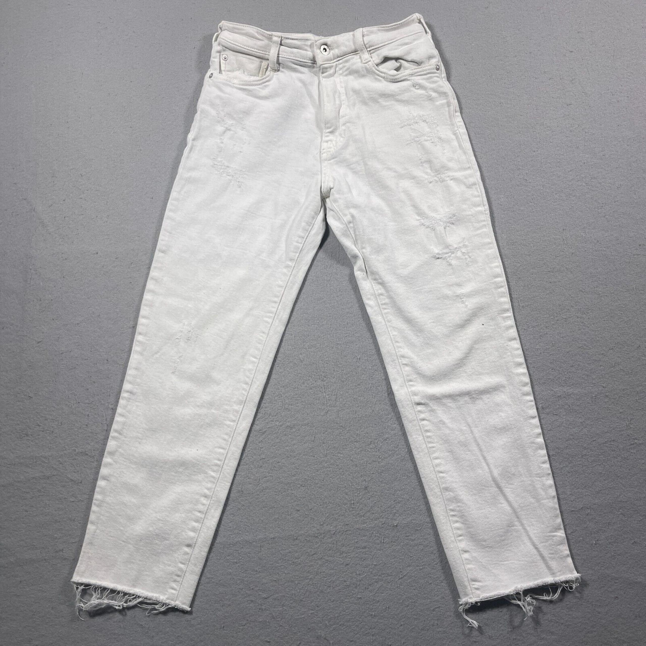 Anthropologie Pilcro The Borrowed Boyfriend Jeans Women 25 Ivory Distressed