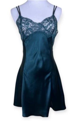 Victoria’s Secret Vintage 1990’s Satin Lace Trim Chemise Nightgown Robe Set S