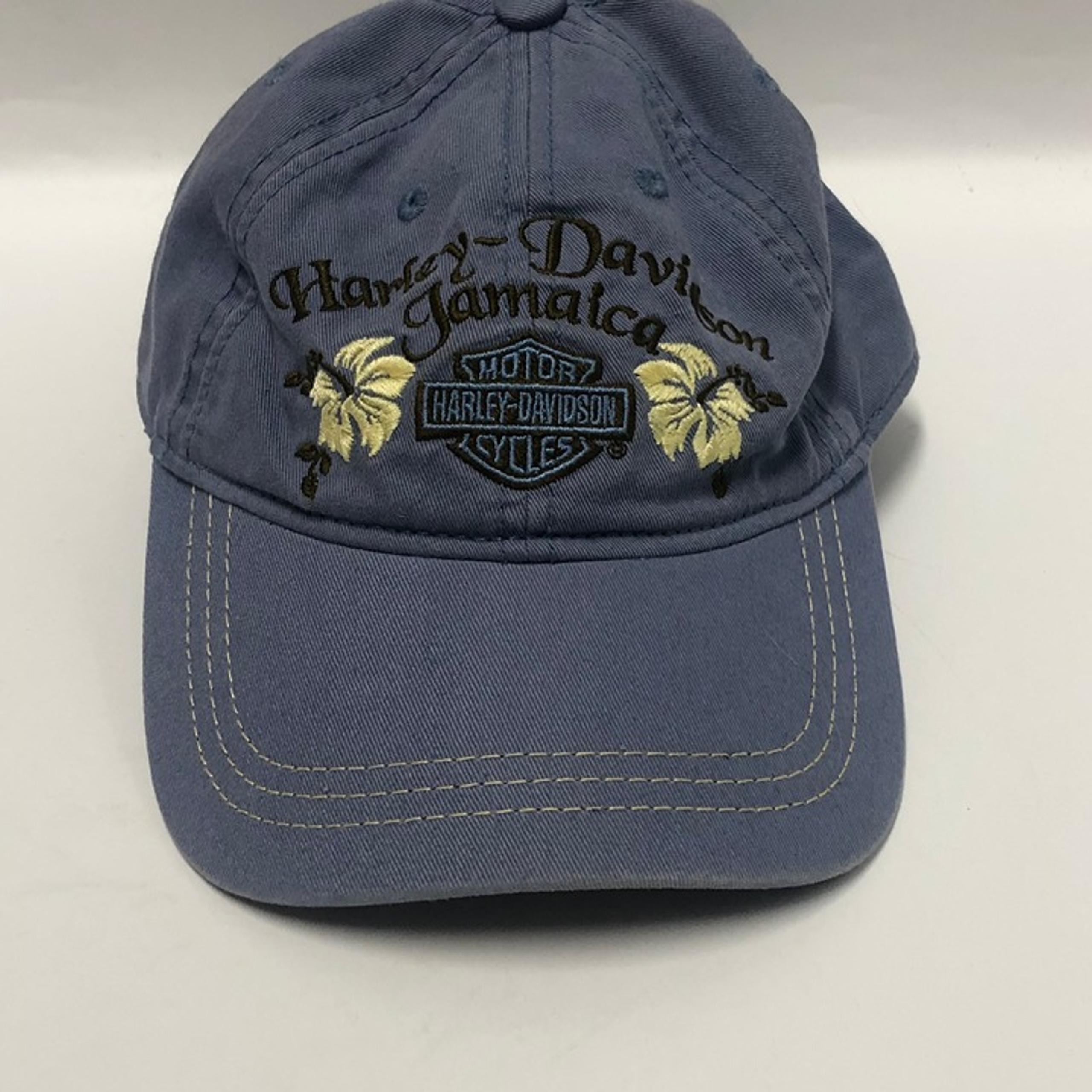 Harley Davidson Womens Blue Embroidered Floral Jamaica Strapback Hat Cap