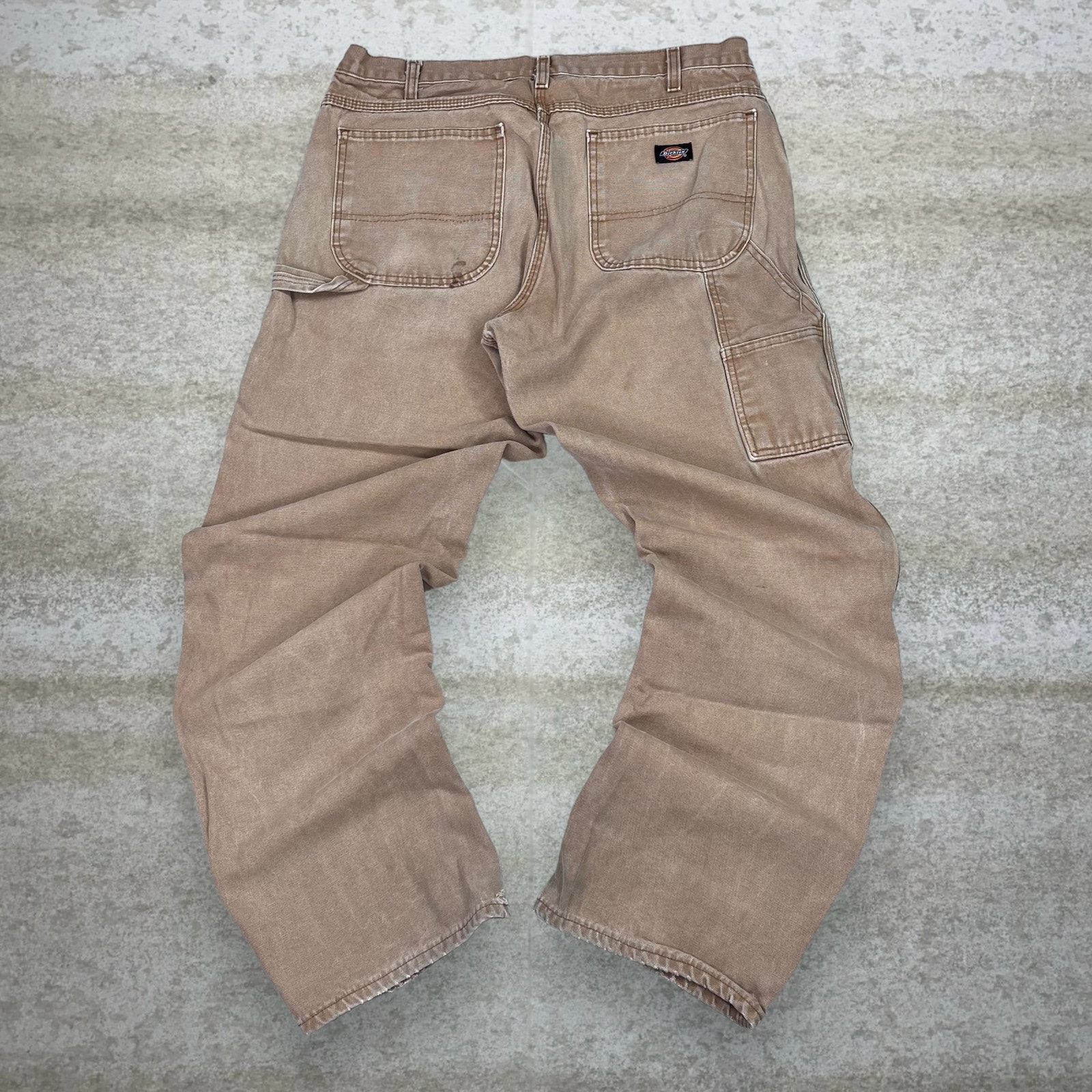Vintage Dickies Carpenter Pants Camel Tan Canvas Baggy Dungarees Painters 90s