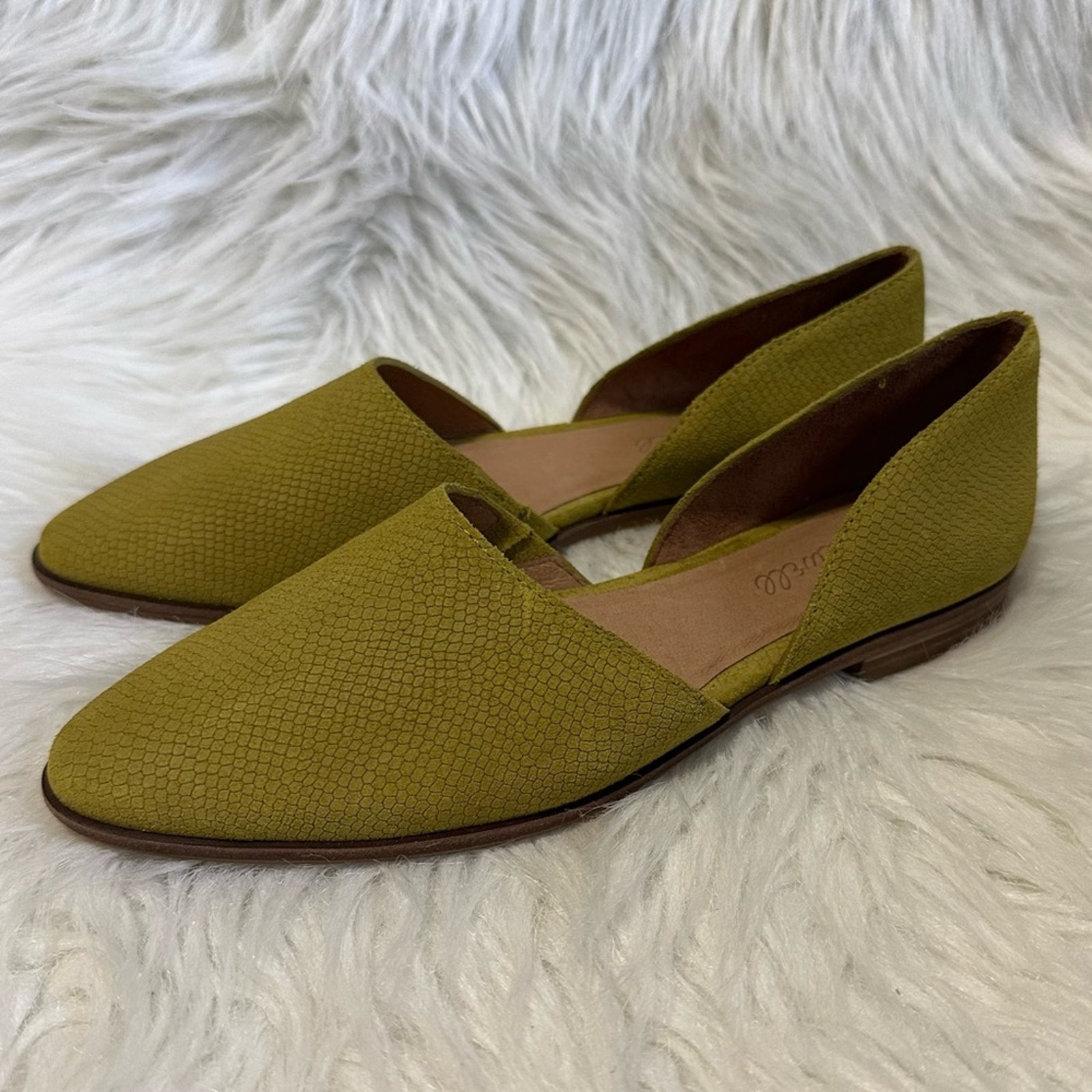 Madewell The Marisa D’Orsay Embossed Lizard Suede Flat Size 6.5