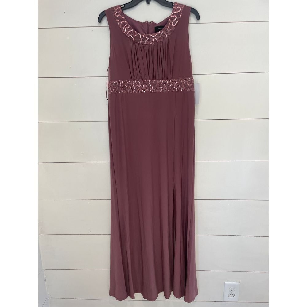 Womens R&M Richards Dark Rose Sequin Formal Gown Sz 12 2pc Set