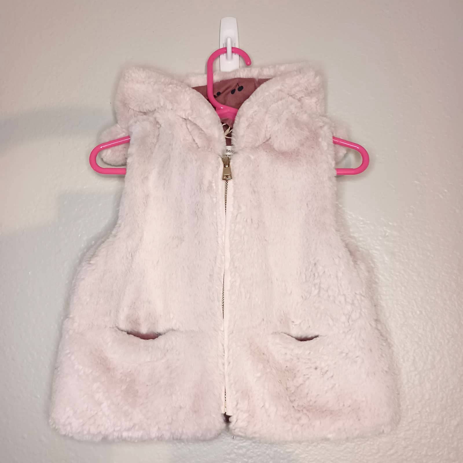 Zara Baby Outerwear Collection Zipper Pockets Hoodie Pink Size 12 Vest Jacket