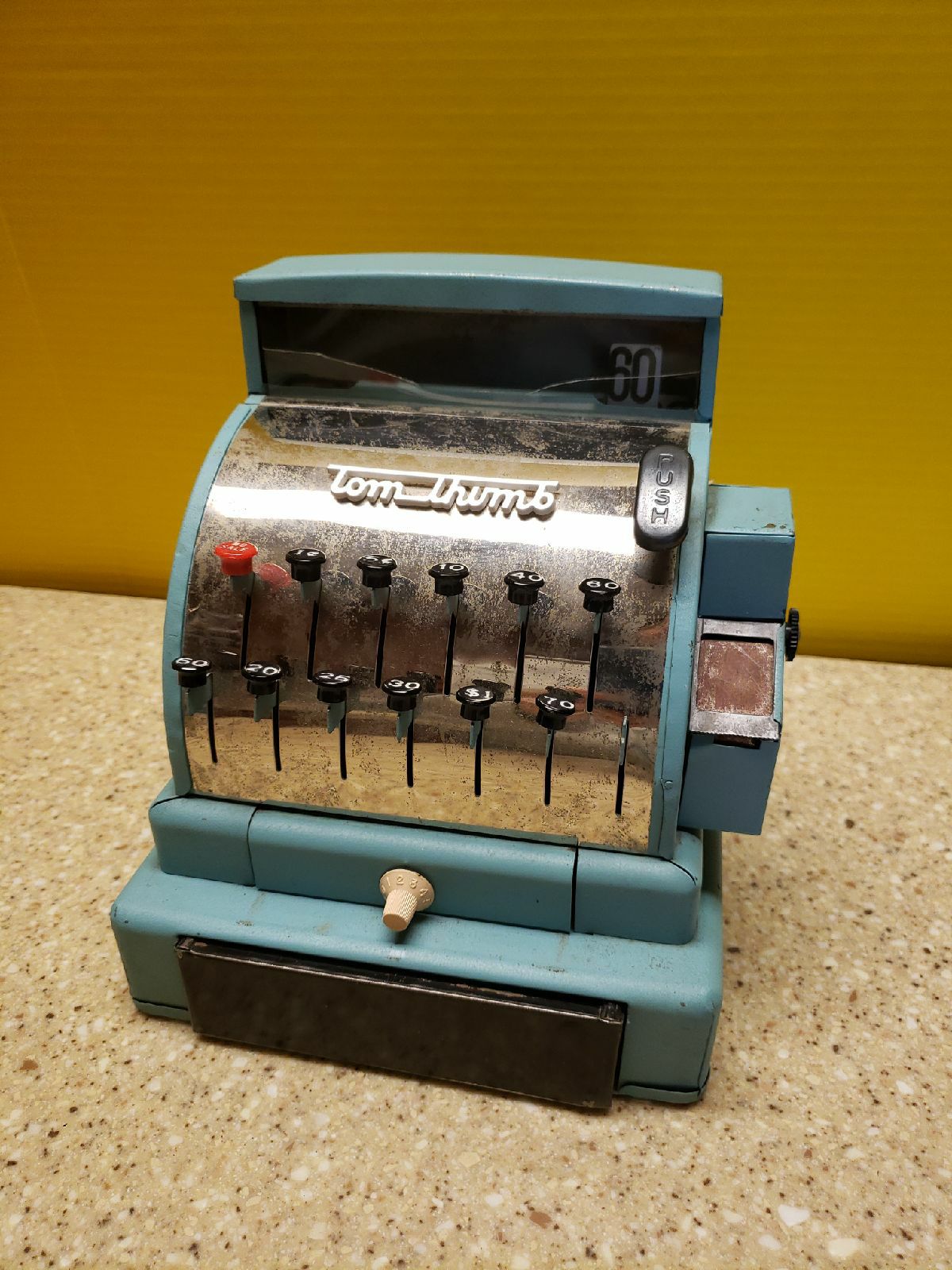 Vintage 1950's Tom Thumb Metal Toy Cash Register Works