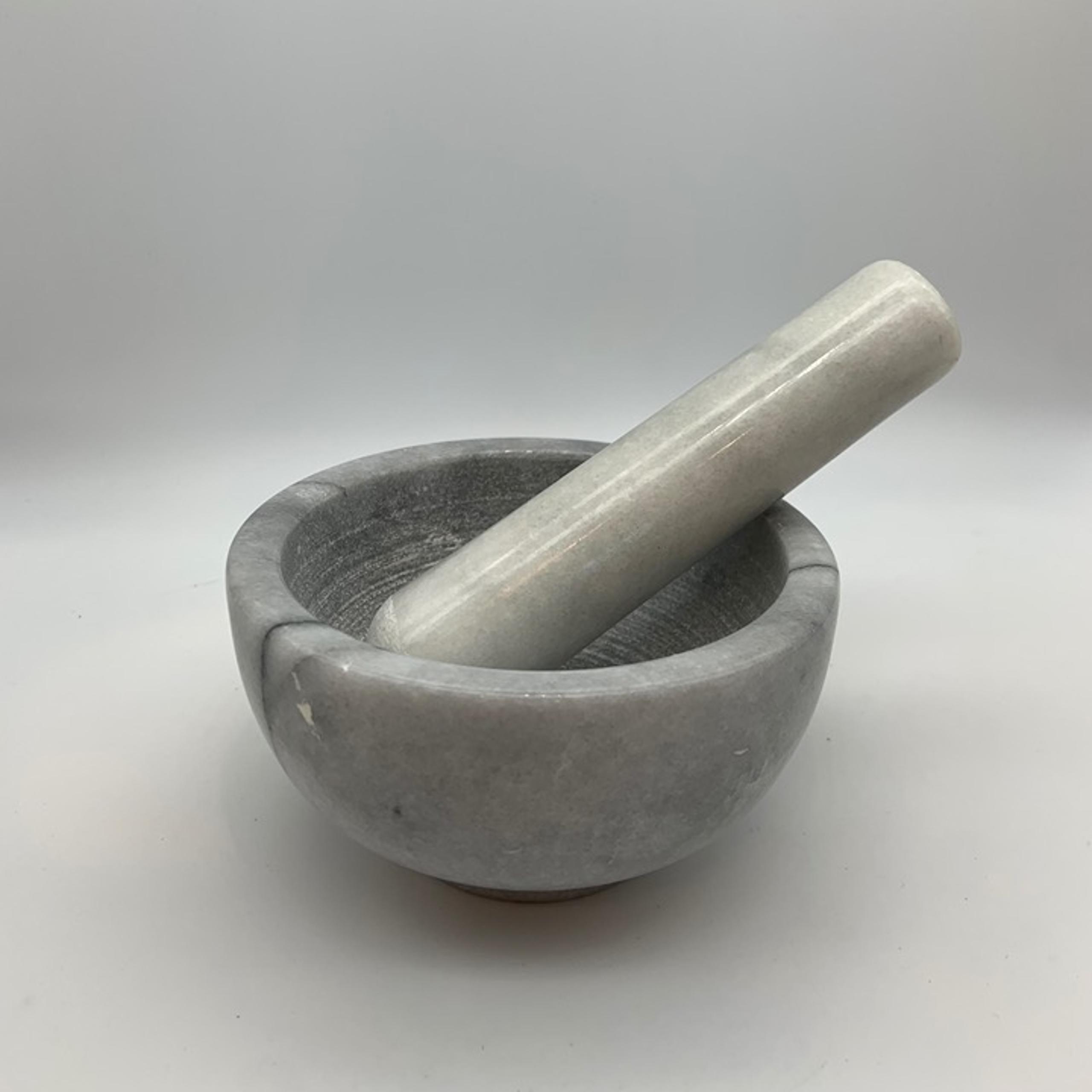 Vintage Heavy Marble Small Spice Grinder Mortar & Pestle Set
