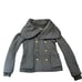 JUICY COUTURE Coco Double Knit Gray Gold Buttons Peacoat Jacket Coat Size Small