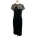 JS Collections Women's Cocktail Dress Size 8 Black Velvet Short Sleeve Sheath