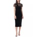 JS Collections Women's Cocktail Dress Size 8 Black Velvet Short Sleeve Sheath
