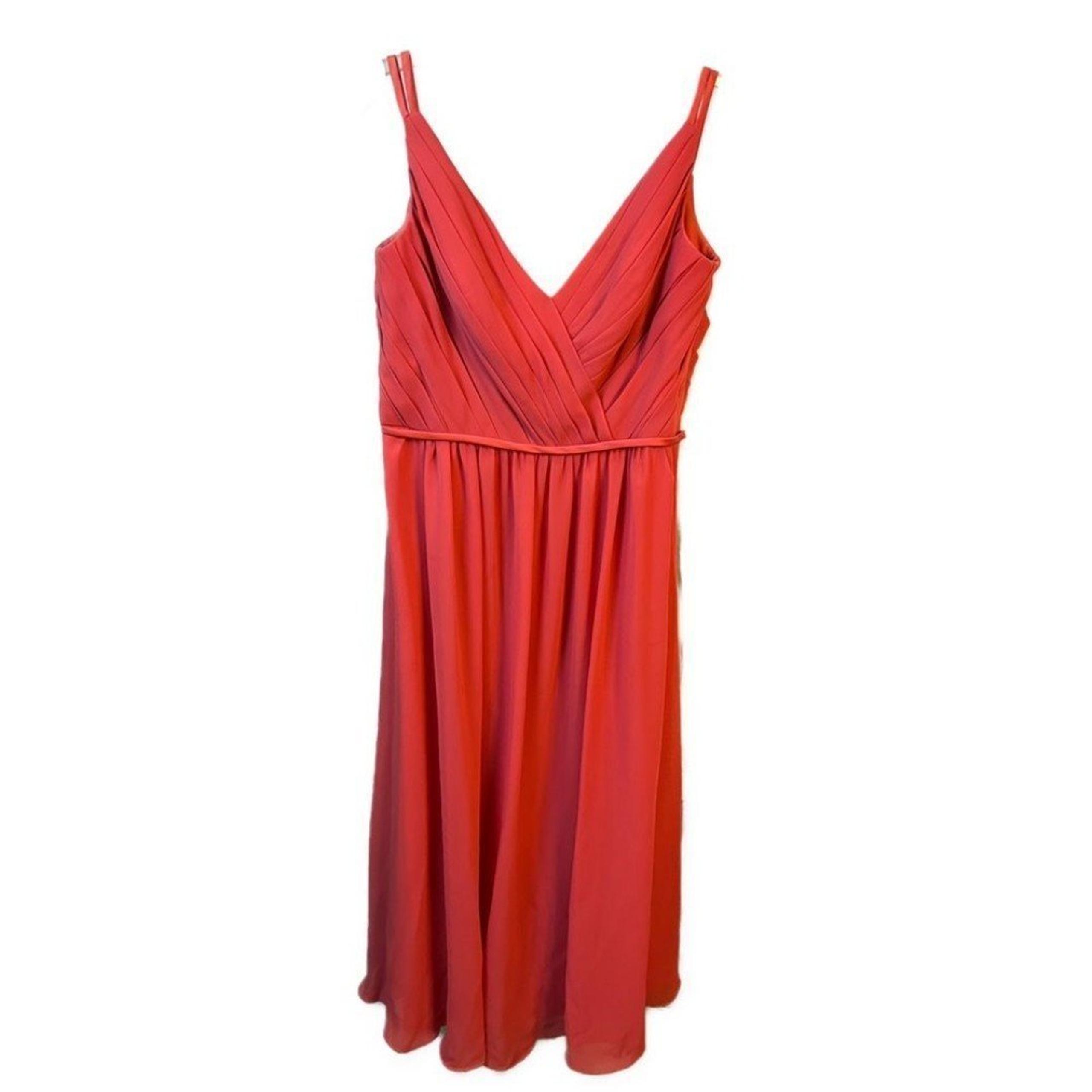 Sorella Vita V-Neck Chiffon A-Line Coral Pink Bridesmaid Formal Gown- Size 18