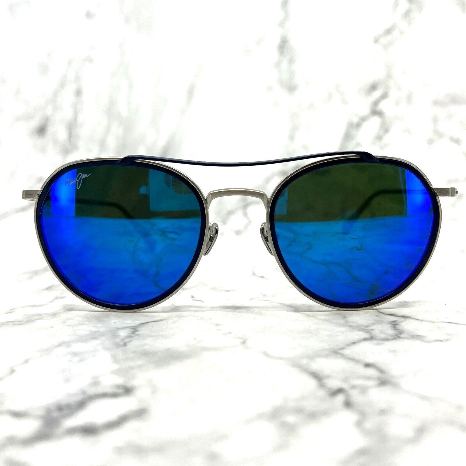 Maui Jim BOWLINE MJ557-17M Sunglasses Satin Silver Blue Polarized