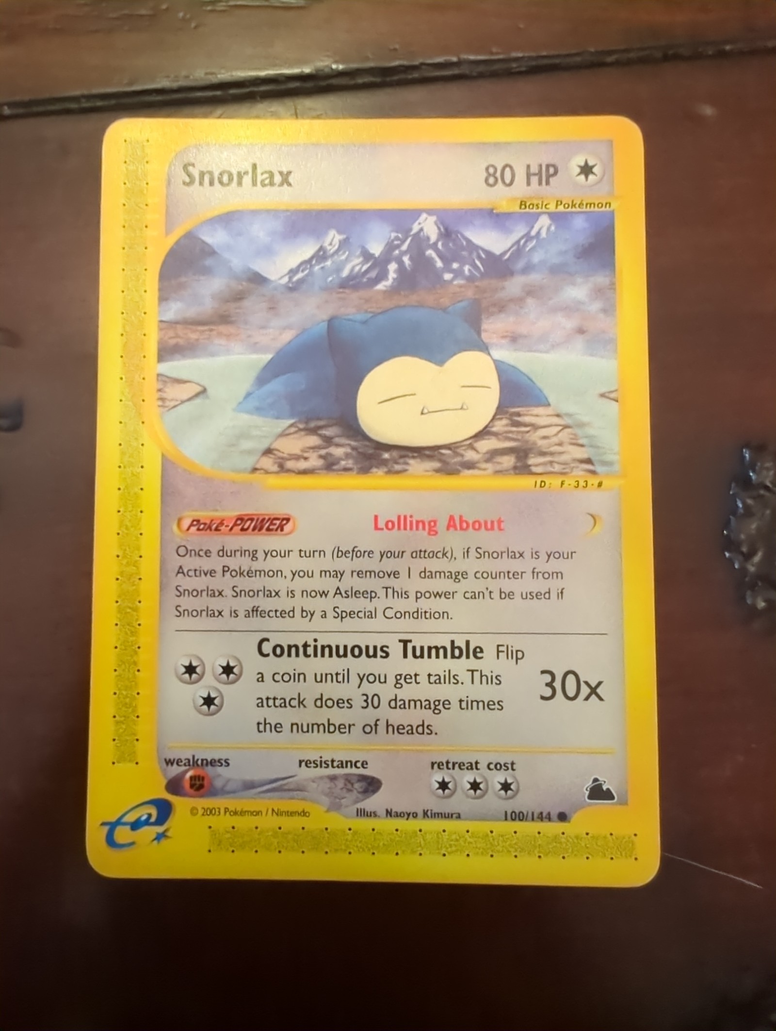 Pokemon Card Snorlax 100/144 Skyridge e-reader