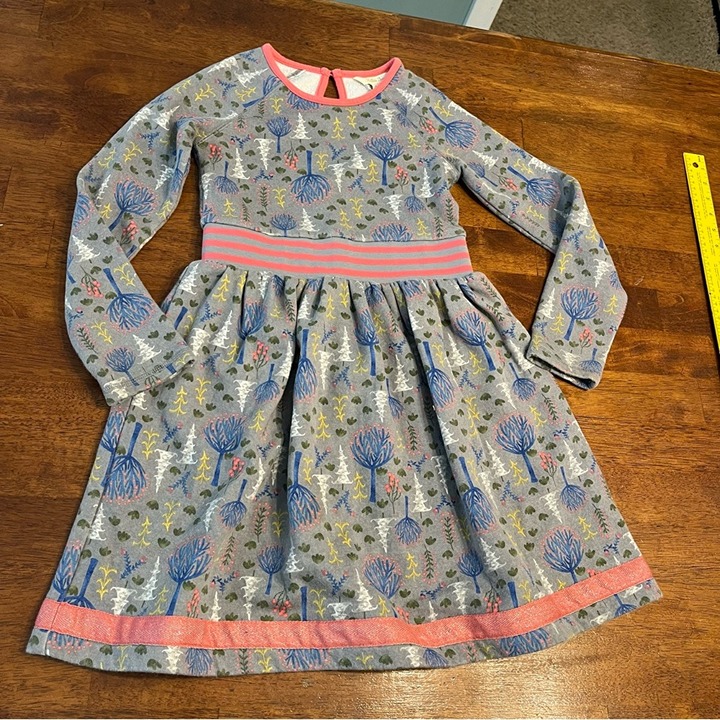 Matilda Jane make believe around town Gray Pink Floral Kids Dress size 10