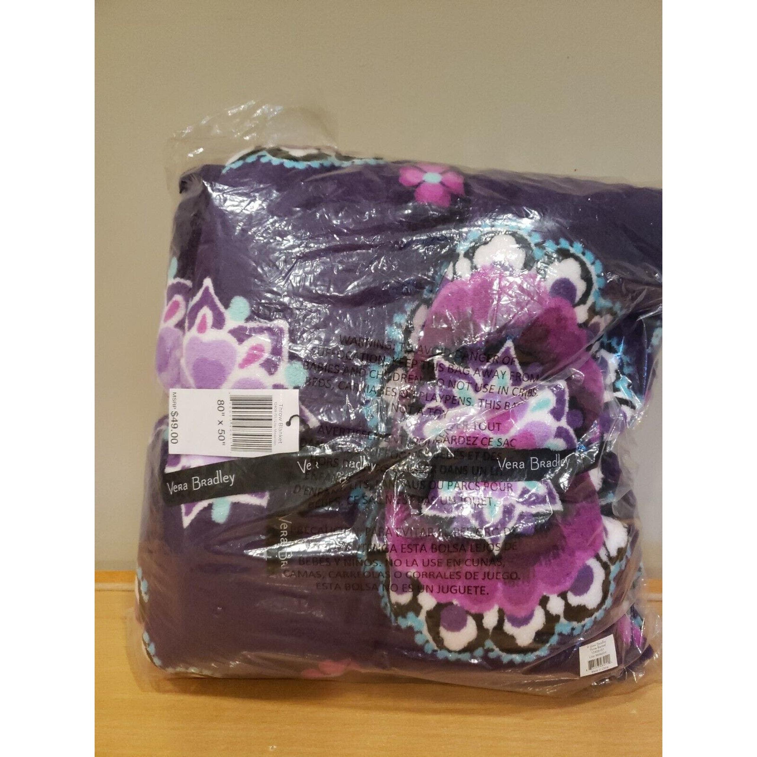 VERA BRADLEY RARE Throw Blanket Fleece LILAC MEDALLION 80" X 50" NWT #12408-I51