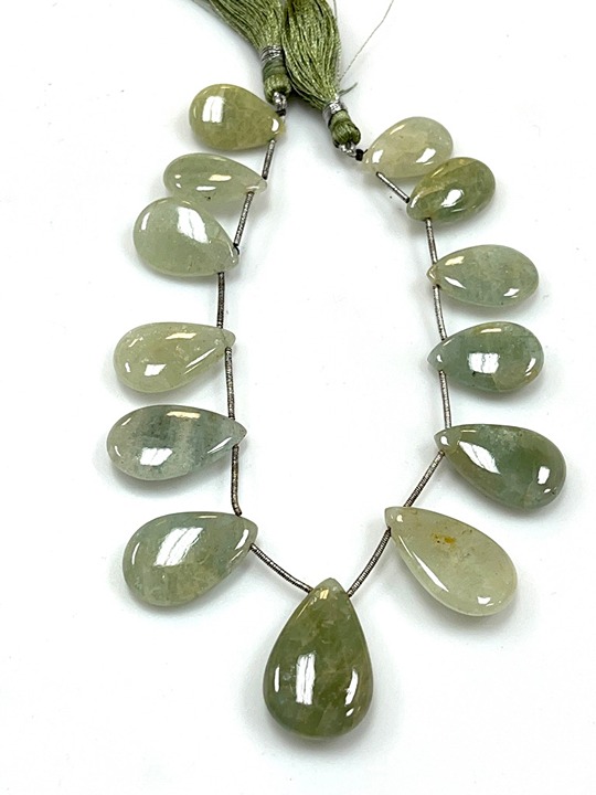 Large Beautiful Chrysoberyl Flat Teardrop Side Drill Beads, Large 30x20mm