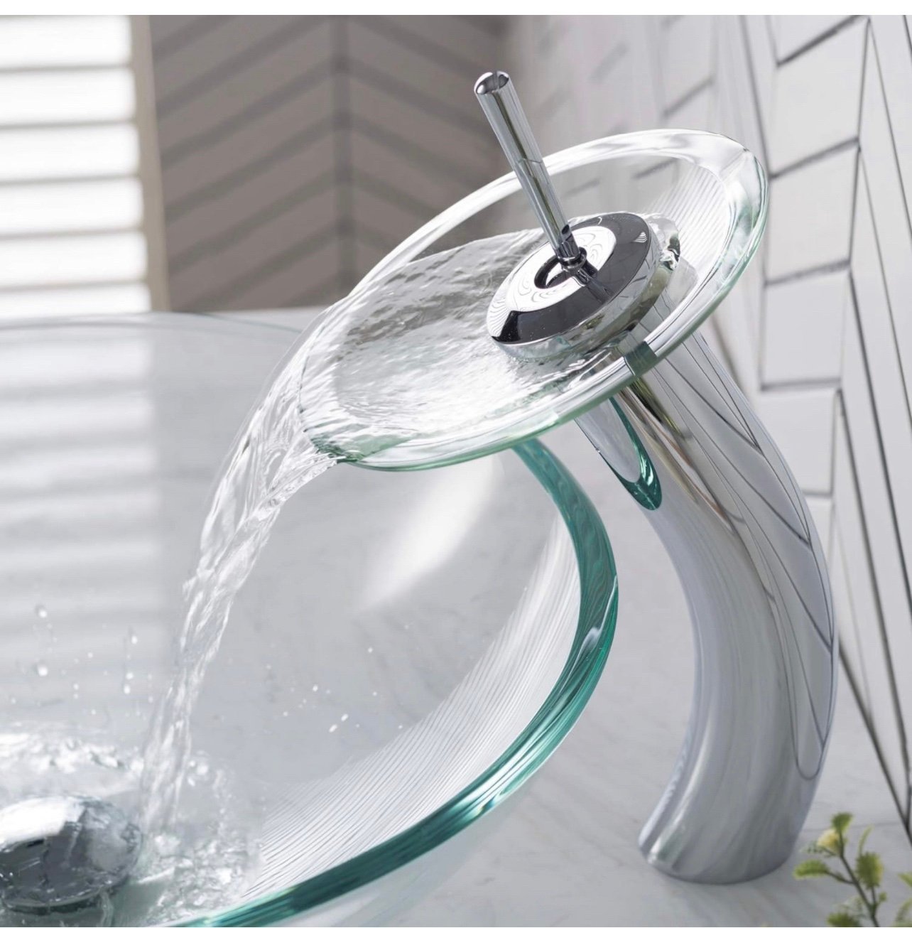 Basin Faucet Bathroom Circle Waterfall Faucet, Chrome Finish Basin Sink Faucet M
