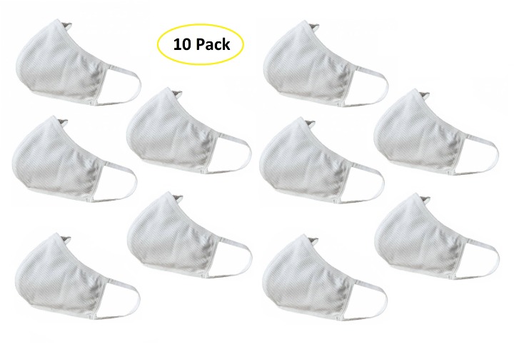 10 White 100% Cotton Reusable Face Mask