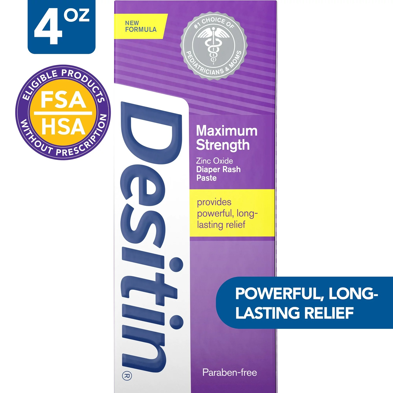 QTY 2 Desitin Maximum Strength Baby Diaper Rash Cream, Butt Paste with Zinc Oxid