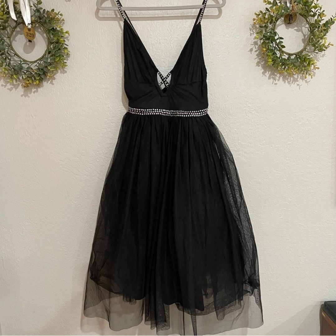 NWT ASOS DESIGN Tulle Midi Dress with Diamante Straps Holiday Party Festive 4