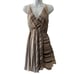 Mara Hoffman Dress Brown Tan Striped Strappy Sundress Mini Y2K Elastic Waist