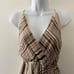 Mara Hoffman Dress Brown Tan Striped Strappy Sundress Mini Y2K Elastic Waist