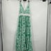 True Destinations Womens Green Leaf Tiered Bohemian Maxi Coverup Dress Small