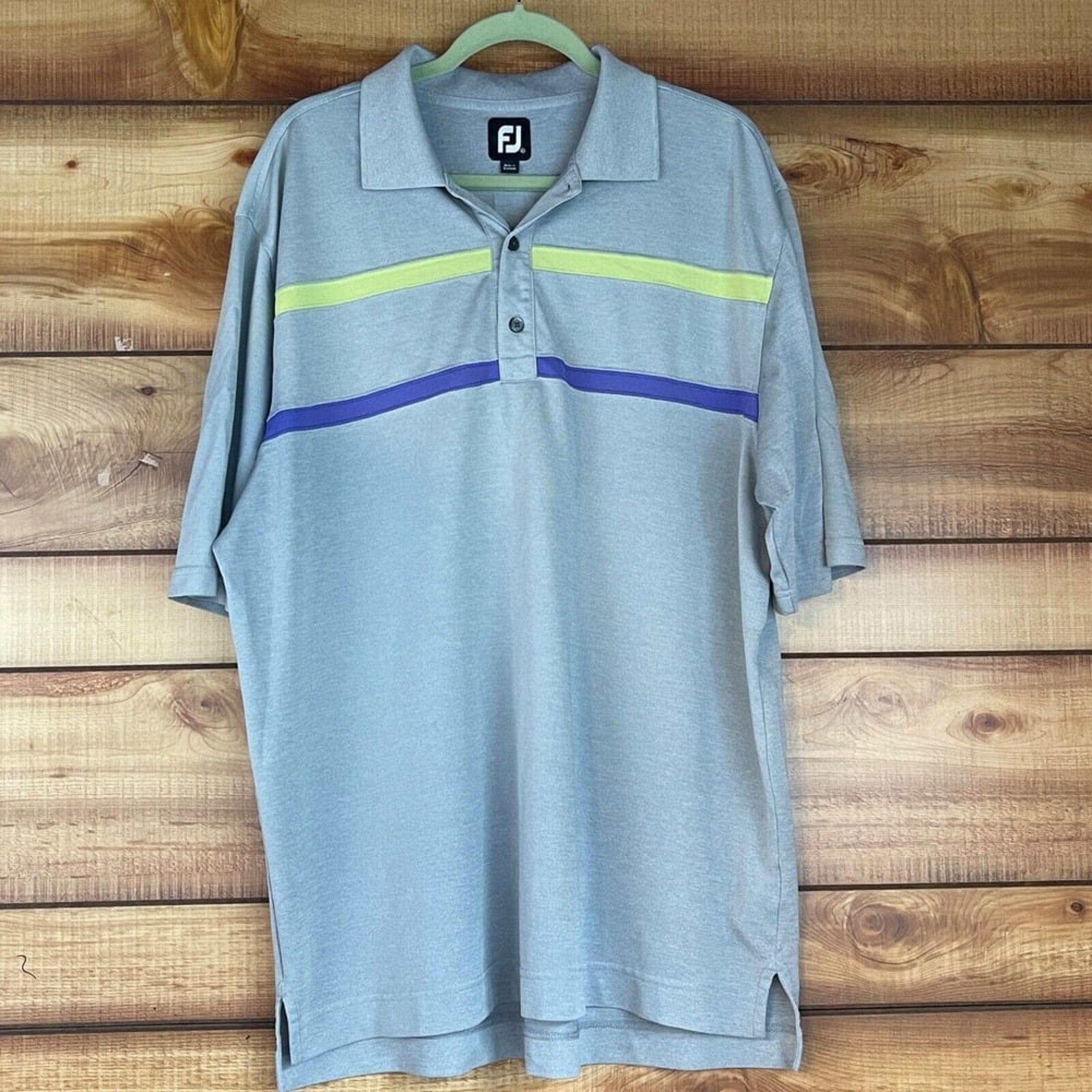 Foot Joy Mens Polo Shirt XL Gray Striped Performance Golf FJ