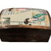Antique Chinese Porcelain & Wood Trinket Box with red velvet lining. 8 x7 x4