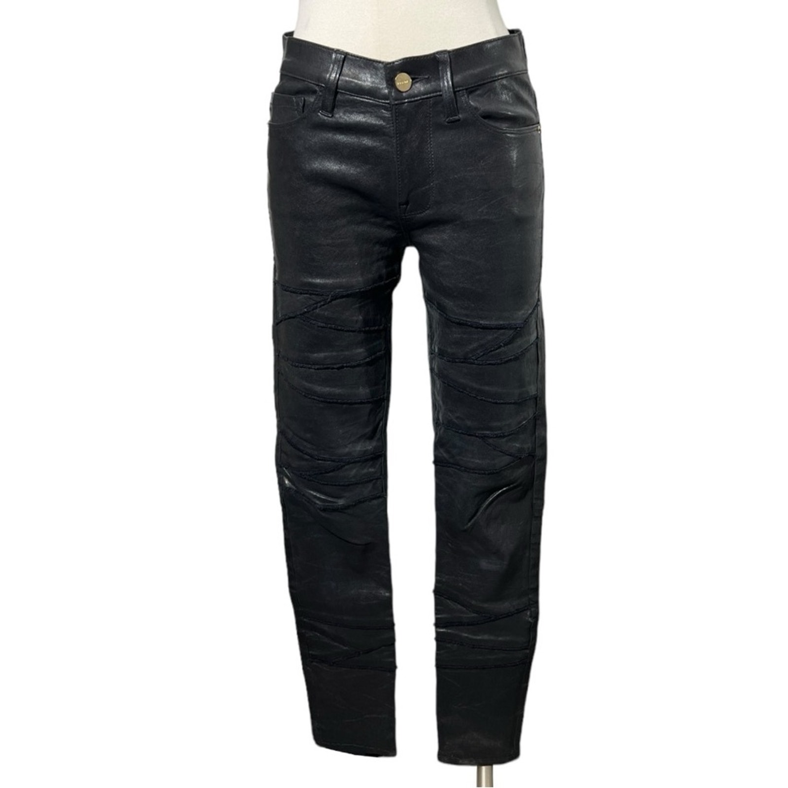 FRAME 100% Leather Black Pants 27