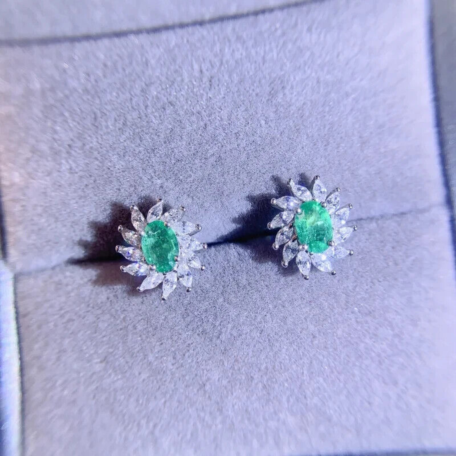 Natural Emerald Stud Earrings, Colombian Emerald Stud Earrings Oval Cut 4x6mm