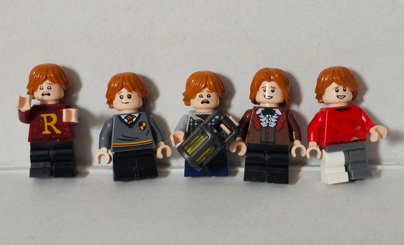 Collection of 5 Lego Harry Potter Ron Weasley Minifigures
