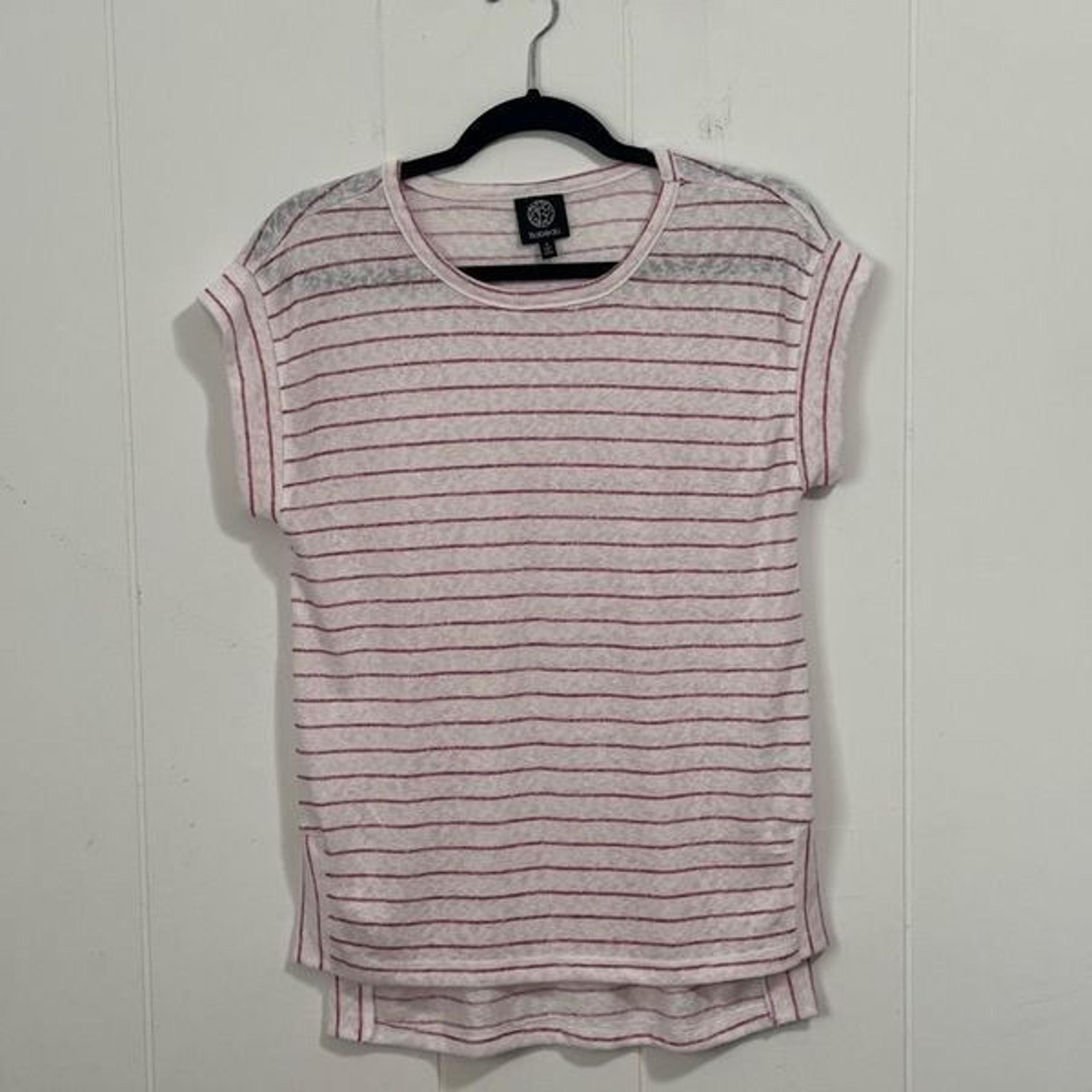 Bobeau Red Striped Oversized T-Shirt Small