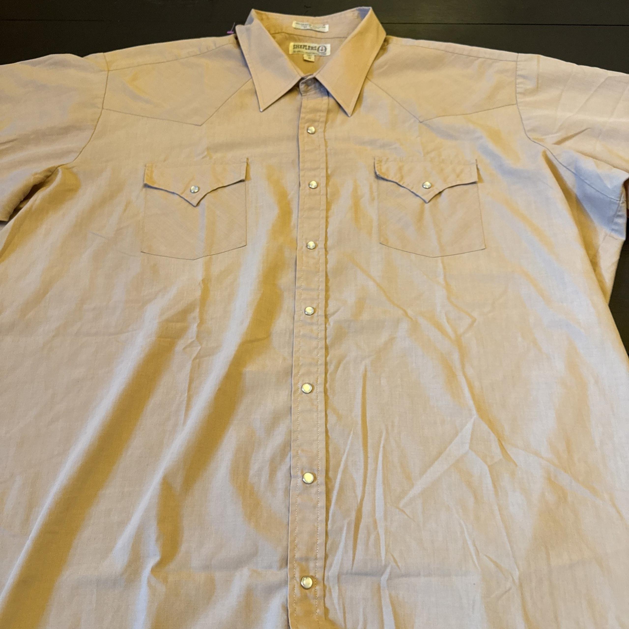 Sheplers Western Shirt Pearl Snap Buttons Short Tan  Size 19