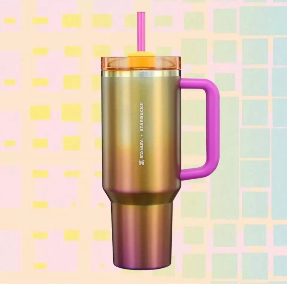 Starbucks Stanley Summer Sunset 40oz Tumbler Purple Gold Lakers Cup Mug