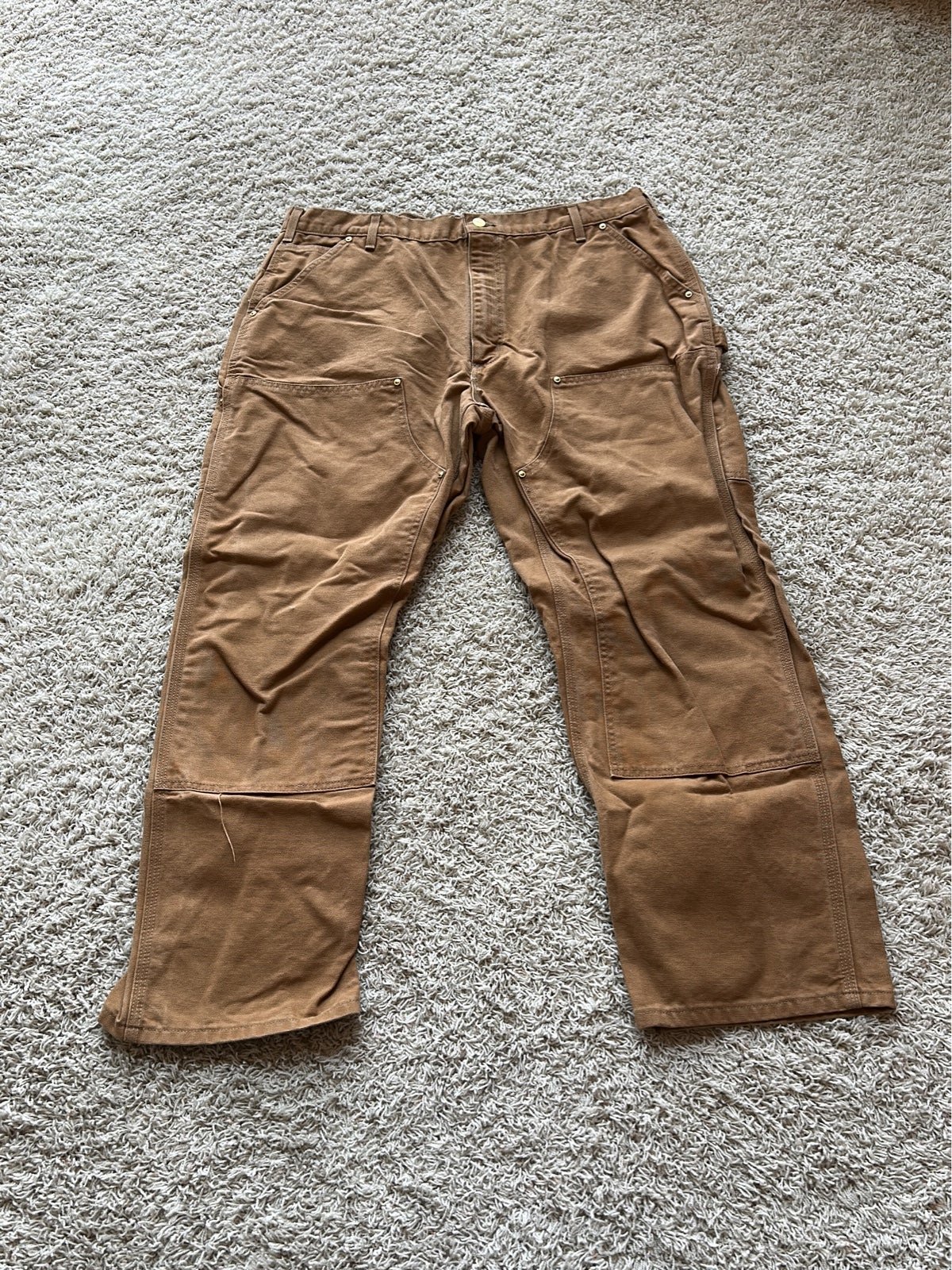 Carhartt Double Knee Duck Canvas Pants B01 Brn USA - Size 40X30