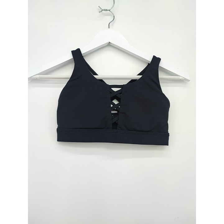 Lululemon Women's Black Cross Back Logo Casual Athleisure Sports Bra Size 4