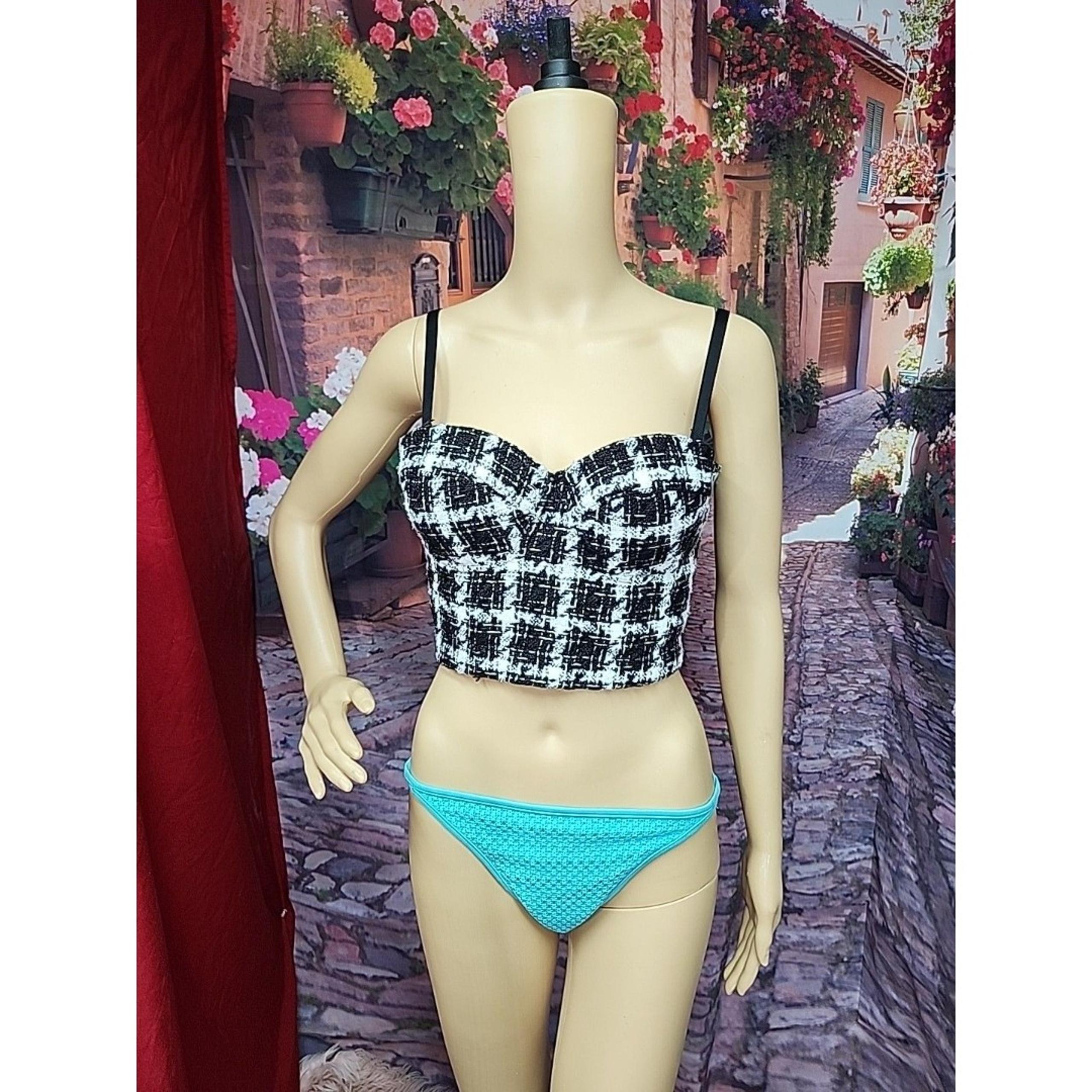 Windsor Black & White Plaid Hook & Eye Corset  Top Blouse Small