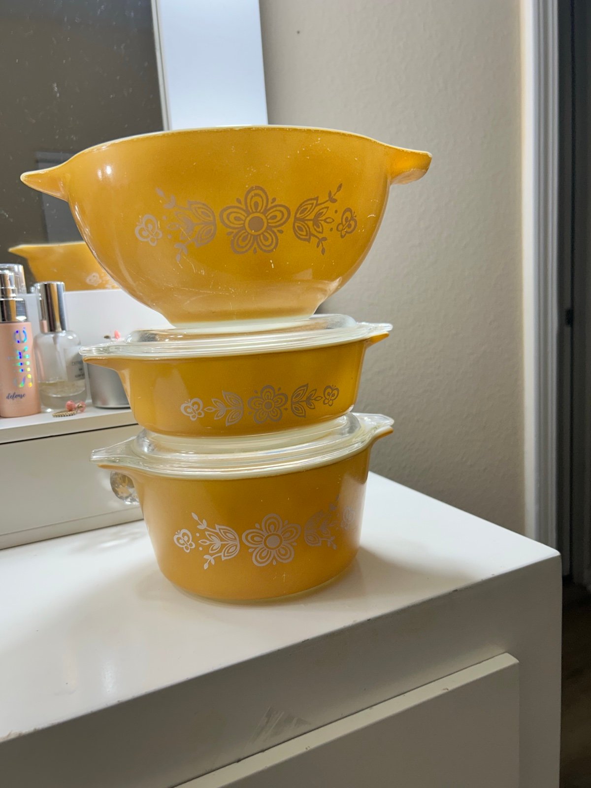 Vintage Pyrex Gold Butterfly Cinderella set