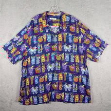 Tommy Bahama Hawaiian Shirt Men's 2XLB Blue Tiki Cups Mugs Hula Girls Aloha