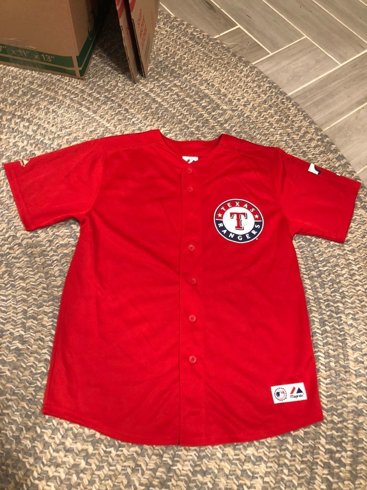 Kinsler Texas Rangers MLB Baseball jersey size 18/20 Youth size