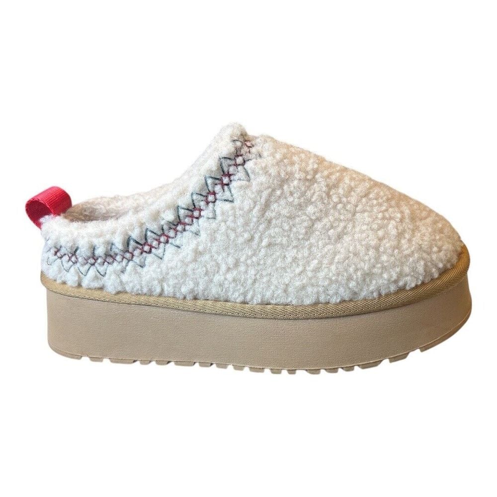 Embroidered Braided Slip On Sherpa Clog Slippers Mules Size 37