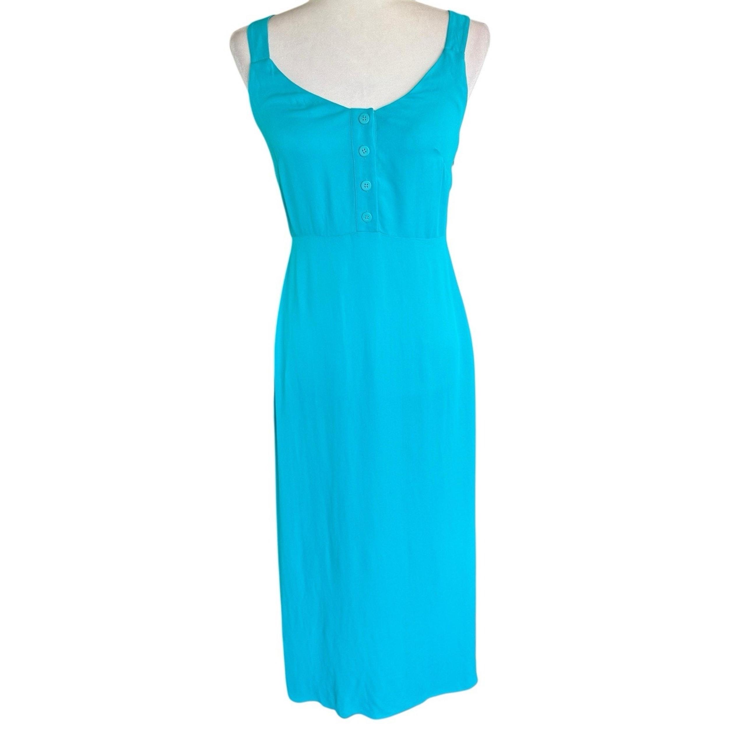 Whistles Turquoise Andie Button Dress 4 Maxi Fairy Coastal Resortwear Colorful