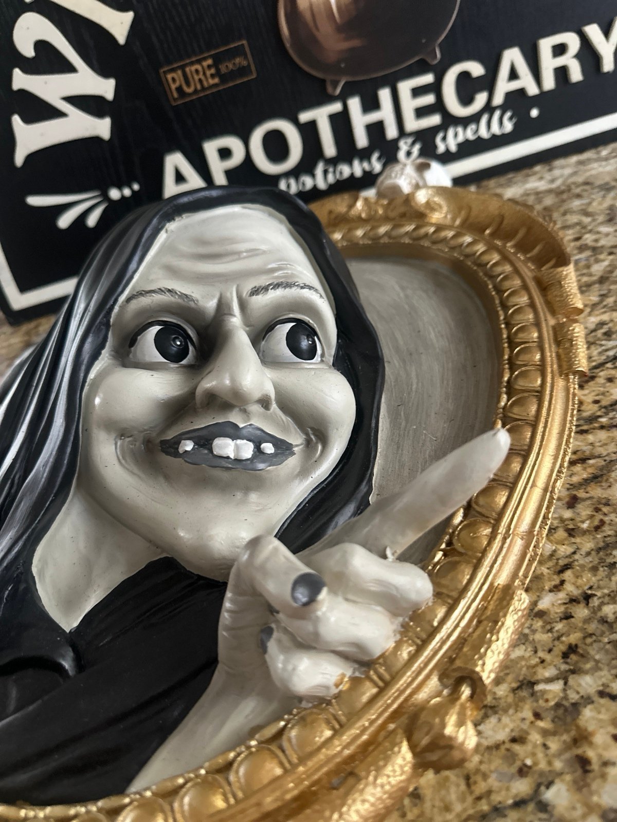 2 feet tall Gold Sketon Framed 3D Witch Art