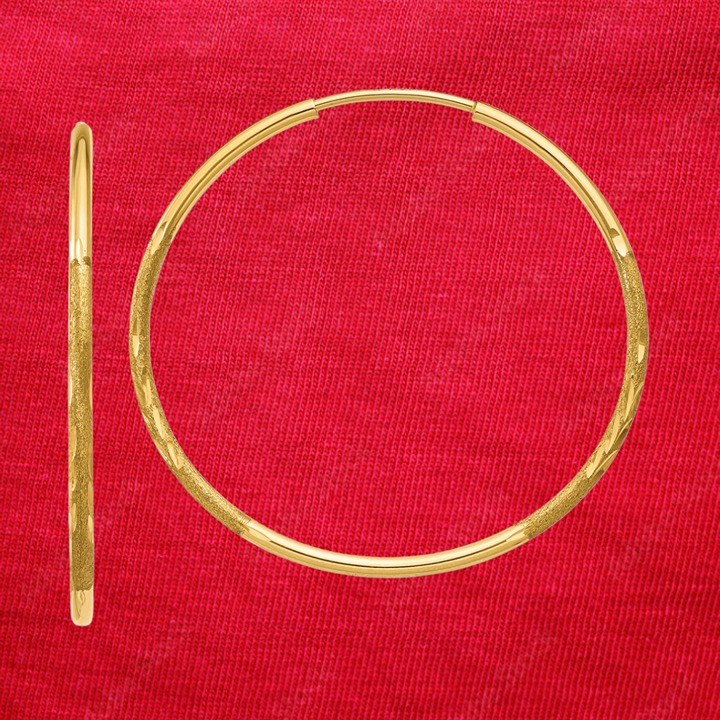 14k 1.25mm Diamond-cut Endless Hoop Earring
