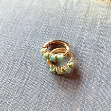 18K Gold Turquoise Paved Huggie Hoop Earrings