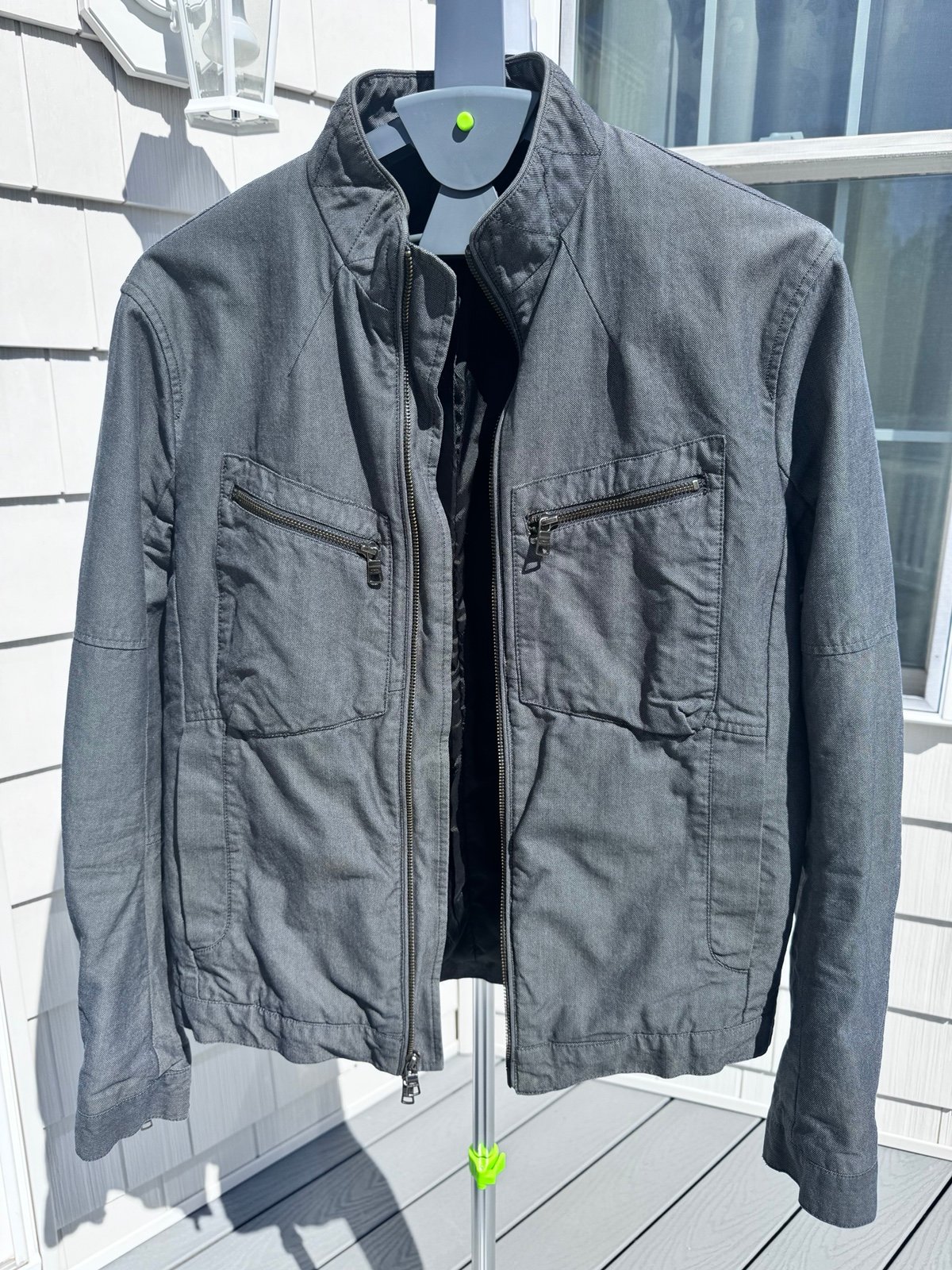 Grey Armani Exchange bomber jacket with a streetwear vibe #bomberjacket #AX
