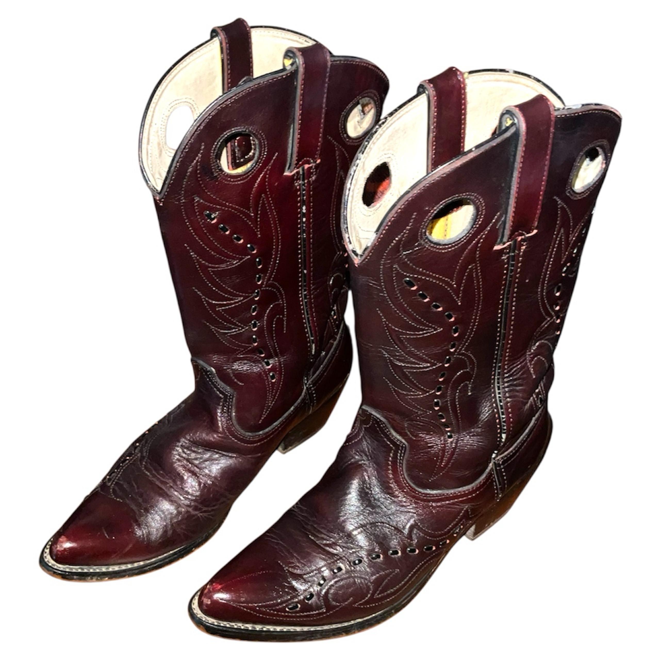 Men's Durango Leather Western Boots Size 8 1/2 M Color Black Cherry