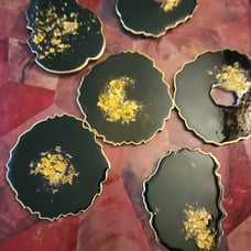 Set of 6 black & gold coasters