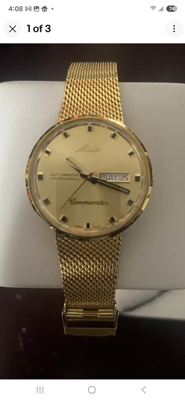 Mido Commander 1959 Gold Dial Men's Watch 8429 Stainless Steel
